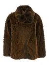 Semicouture Faux-fur Coat In Gold
