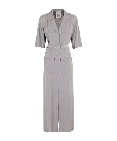 Semicouture Short Sleeve Dress In Nebbia