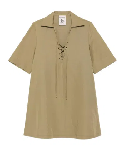Semicouture Short Sleeve Dress In Green