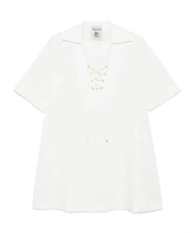 Semicouture Short Sleeve Dress In White