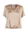 Semicouture Semi Couture Bronze Satin V-neck Blouse In Nude