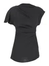 Semicouture Black Crewneck Top With Short Sleeves In Black