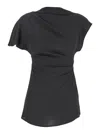 Semicouture Black Crewneck Top With Short Sleeves In Black