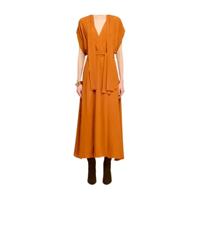 Semicouture Short-sleeved Dress In Orange