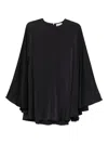 Semicouture Flowy Mini Dress With Cape And Flared Sleeves In Black