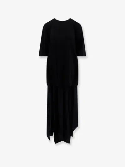 Semicouture Silk Blend Top And Skirt In Black