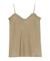 Semicouture Beige 'simona' Top In Cotton And Silk In Sand Beige