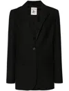 Semicouture Black Single-breasted Jacket With Notched Revers In Wool Blend Woman In Black