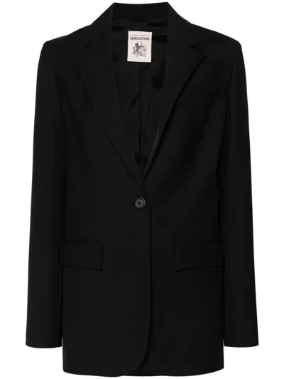Semicouture Black Single-breasted Jacket With Notched Revers In Wool Blend Woman