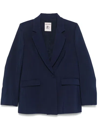 Semicouture Single-breasted Blazer In Blue