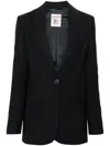Semicouture Blue Single Breasted Jacket With Classic Lapels In Tech Fabric Woman In Blue