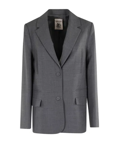 Semicouture Single-breasted Blazer In Gray