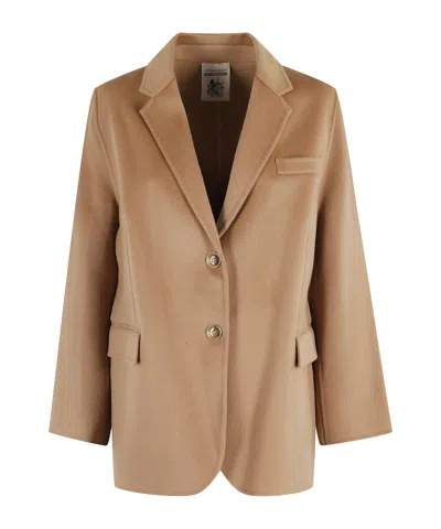 Semicouture Single-breasted Casual Jacket In Brown