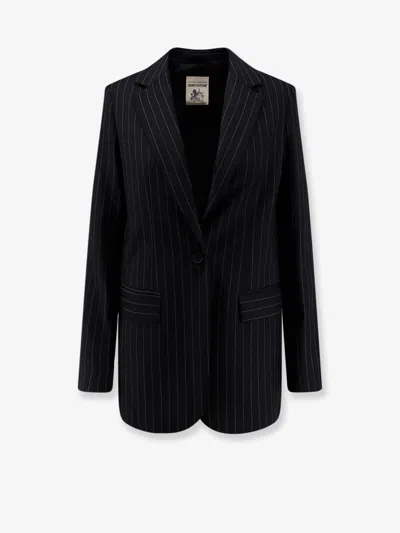 Semicouture Single-breasted Virgin Wool Blend Blazer In Gray