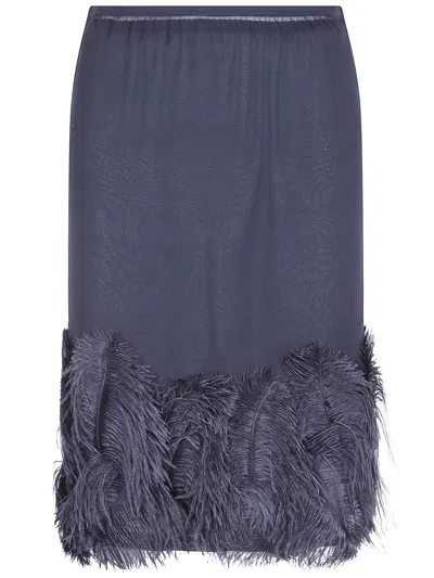 Semicouture Skirt Feather Detail "quanna" In Black