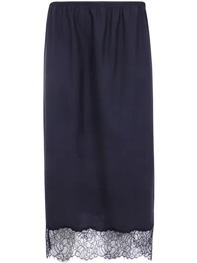 Semicouture Skirt With Lace Trim "becka" In Blue