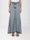 Semicouture Drawstring Maxi Skirt In Blue
