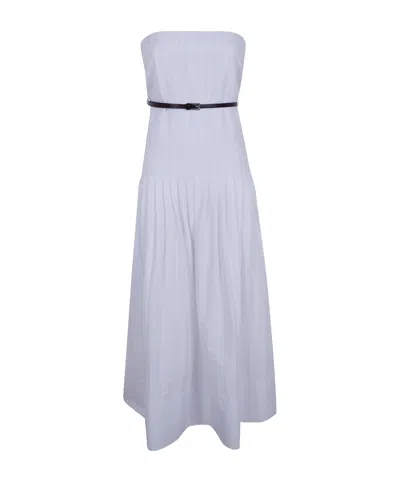 Semicouture Belted Pleated Dress In Animal Print
