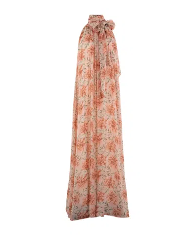 Semicouture Sleeveless Printed Dress In Brown