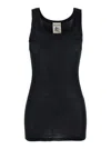 Semicouture Black Sleeveless Top With U-neck In Viscose Woman In Black