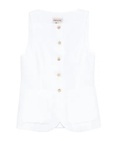 Semicouture Sleeveless Vest In White