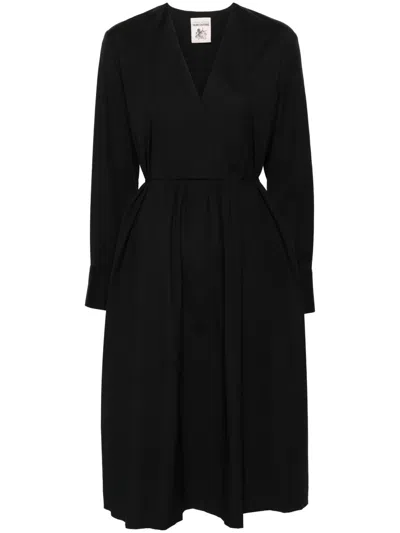 Semicouture Sofia Pleat-detail Midi Dress In Y69-0 Nero