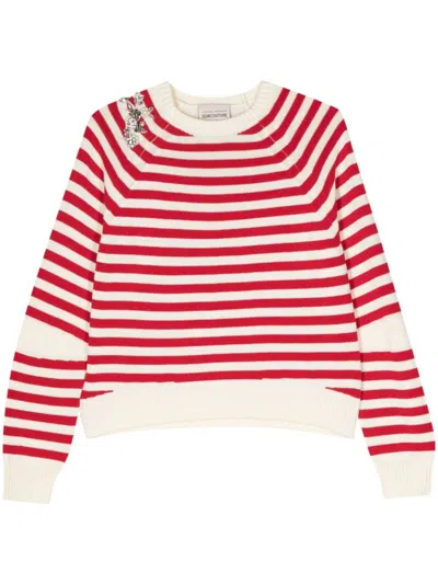 Semicouture Stephanie Striped Cotton Sweater In Red