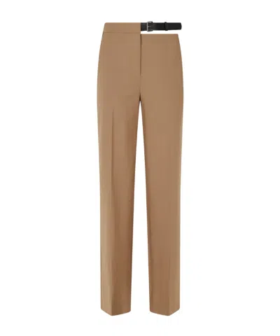 Semicouture Debbie Belted Straight-leg Trousers In Brown