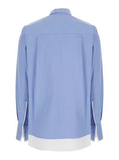 Semicouture Blie Shirt With Classic Collar In Cotton Stretch Woman In Blue