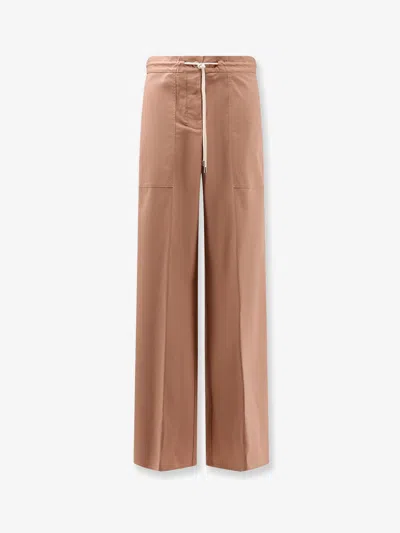 Semicouture Drawstring Patch Pocket Trousers In Brown