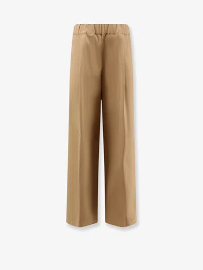 Semicouture Elasticated-waist Wide-leg Trousers In Brown
