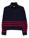 Semicouture Stripe Turtleneck Sweater In Blue