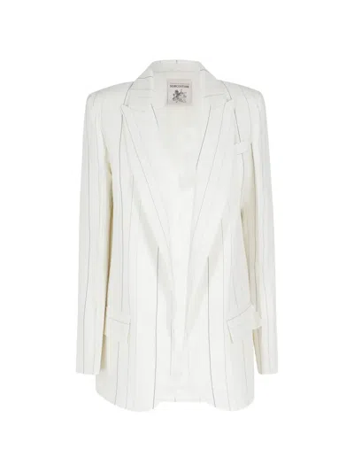 Semicouture Tailored Single Breasted Jacket Notch Lapel In White