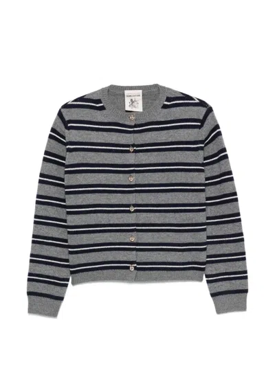 Semicouture Striped Cardigan In Grey