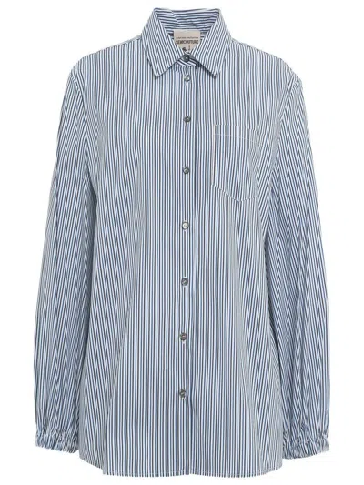 Semicouture Striped Cotton Shirt In Blu