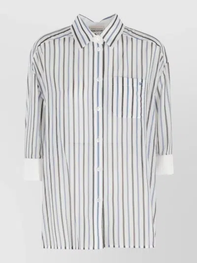 Semicouture Gracia Striped Cotton Shirt Chest Pocket In Multi