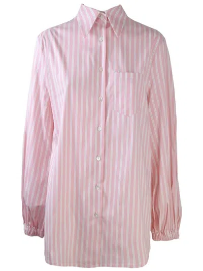 Semicouture Striped Cotton Shirt In Rosa