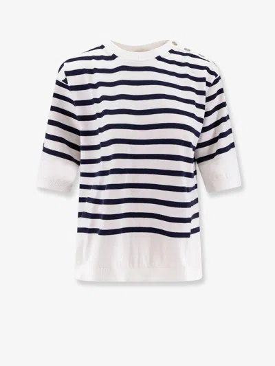 Semicouture Striped Cotton Sweater In White