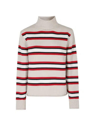 Semicouture Striped High-neck Sweater In Neutral