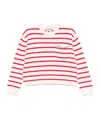Semicouture Rita White Cotton Sweater With Red Stripes And Inserts In White