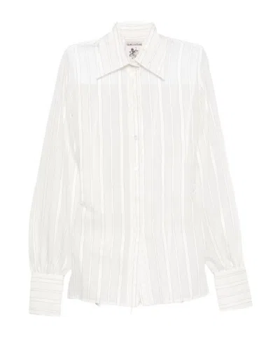 Semicouture Striped Long-sleeve Shirt In White