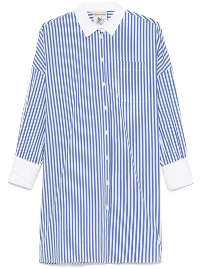 Semicouture Striped Mini Dress In Blue