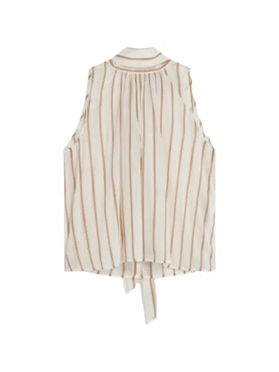 Semicouture Striped-pattern Blouse In Brown