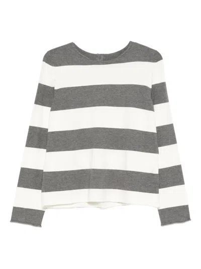 Semicouture Striped-pattern Buttoned Top In Gray