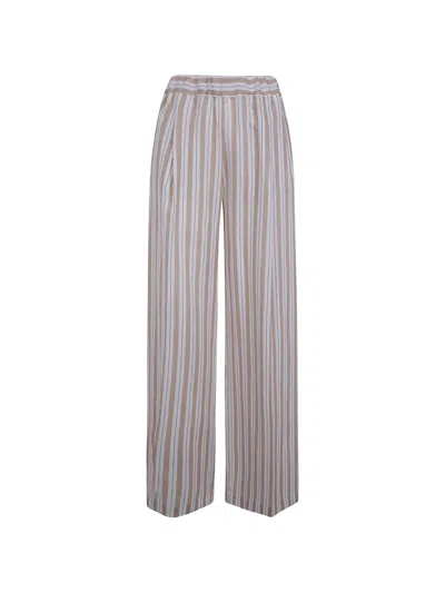 Semicouture Striped Pleated Trousers In Gray