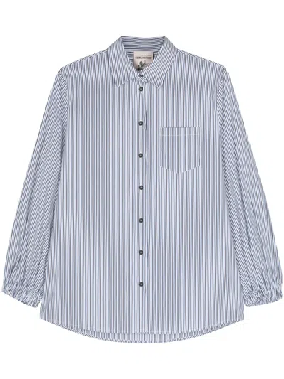 Semicouture Striped Poplin Shirt In Blue