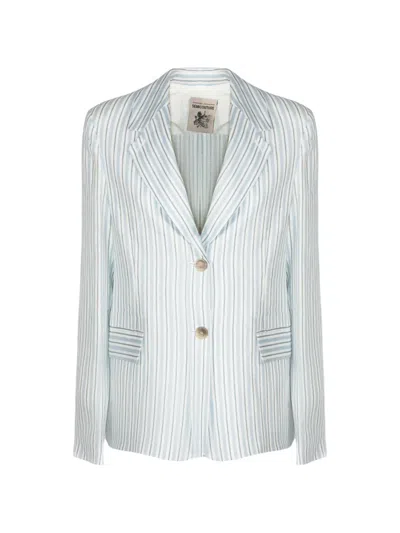 Semicouture Striped Single-breasted Blazer In Neutral