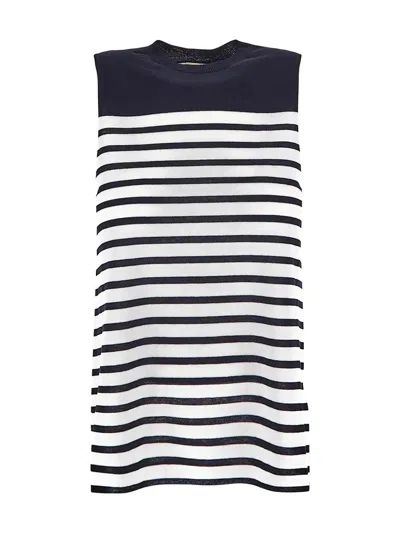 Semicouture Striped Sleeveless Knit In Blue