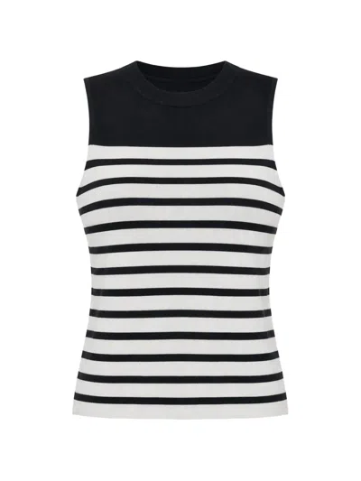 Semicouture Striped Sleeveless Tank Top In Black