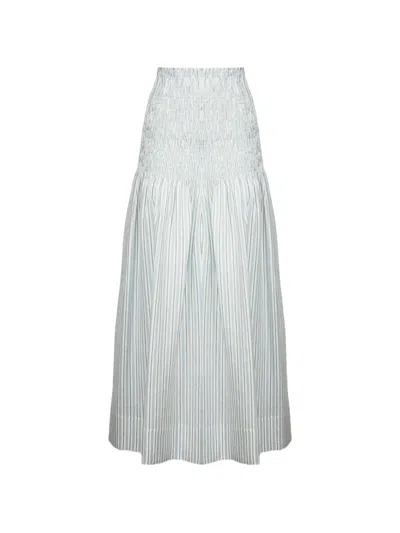 Semicouture Striped Smocked-waistband Maxi Skirt In Blue